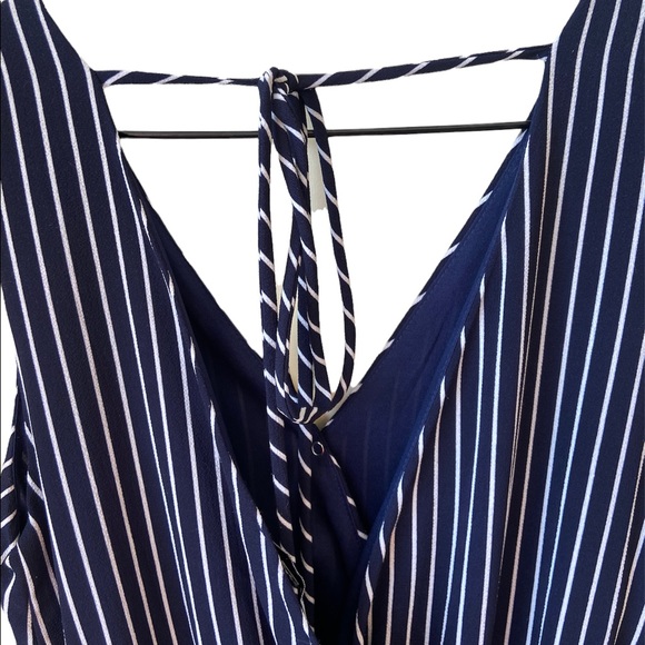 PURPLE SNOW ROMPER WITH MAXI OUTER SKIRT, BLUE AND WHITE STRIPED, V-NECK, SIZE M - Picture 7 of 9